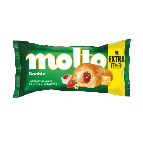 Erdbeer-Vanille Croissant (98g) Molto von Chipita bei Araxxon  - Hochwertiges griechisches Produkt.   Erdbeer-Vanille Croissant (98g) Molto από Chipita στο Araxxon  - Αυθεντικό ελληνικό προϊόν.